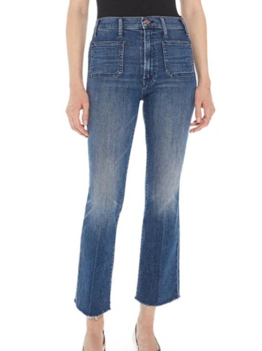 Mother Hustler Patch Pocket Ankle Fray Jean